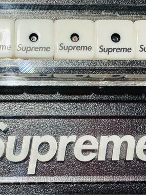 Supreme White Dice Set with Black Logo